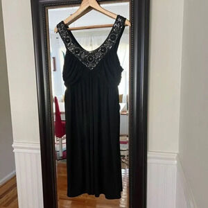 MAGGY L V NECK Bedazzled Dress‎ Size 14
